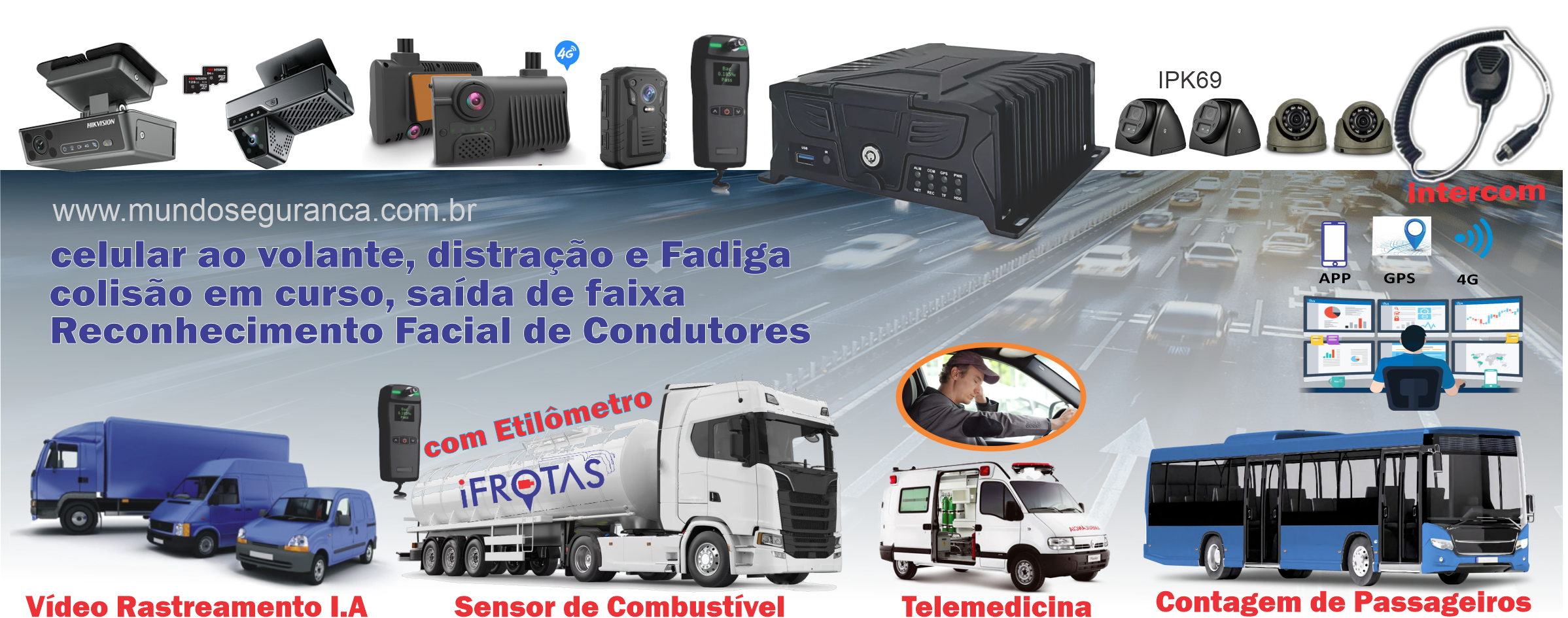 Dvr Veicular 4G com Etilometro Fadiga Reconhecimento Facial
